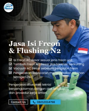 Jasa isi freon AC kapasitas besar untuk pabrik dan industri - Nusa Service AC