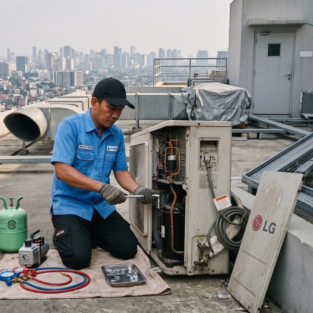 Tekini nusa service ac melakukan service ac dengan pengalaman